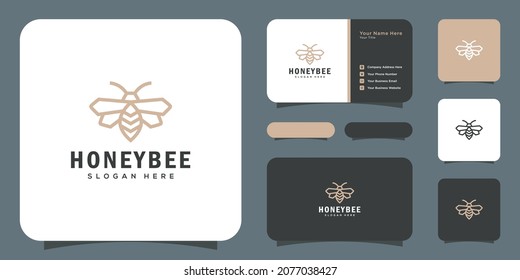 diseño vectorial del logotipo de los animales de la abeja miel y tarjeta de negocios