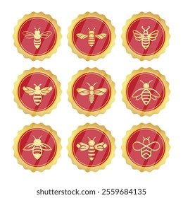 Honey Bee Badge Vector Illustration