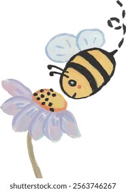 Honey bee and beehive hand drawn watercolor clipart illustration with isolated white background 