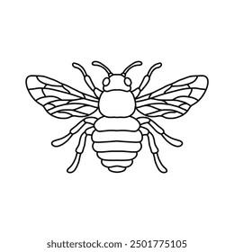 honey bee black and white vector illustration for honey products, packaging, design. 