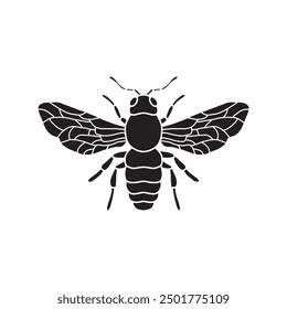 honey bee black and white vector illustration for honey products, packaging, design. 