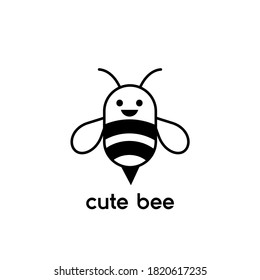 honey bee bug cute character logo icon design vector illustration template