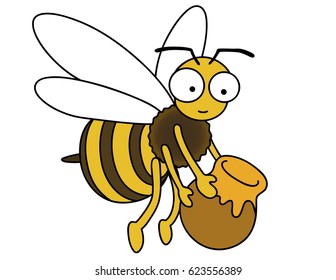 Honey bee carrying honey.