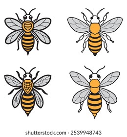 Vector de cartón de abeja de miel. logotipo de abeja, icono de abeja, logotipo de silueta, Vector de cartón de abeja