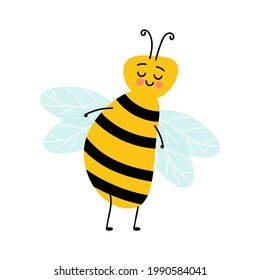 Honey bee cartoon insect character happy fly illustration. Bee Cartoon Mascot Characters Vector Collection. Various cartoon characters of bees with honey.