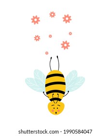 Honey bee cartoon insect character happy fly illustration. Bee Cartoon Mascot Characters Vector Collection. Various cartoon characters of bees with honey.