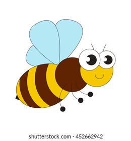 Honey bee cartoon. Outlined character with black stroke.