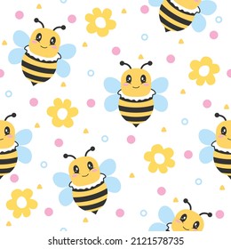 Honey bee cartoon pattern backgrounds