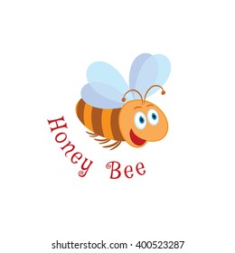 Honey bee cartoon symbol. Vector logo template