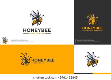 versión de dibujos animados de abeja de miel, producto herbal, salud natural, ilustración de diseño de logotipo.