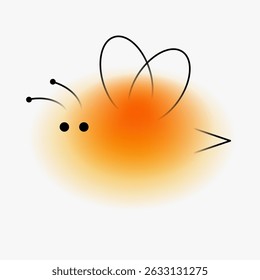Carácter de abeja de miel. Composición artística creativa con degradado borroso y Elementos de línea simples. Diseño moderno brillante en estilo minimalista. Ilustración vectorial vívida.