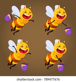 honey and Bee character. honey vector.