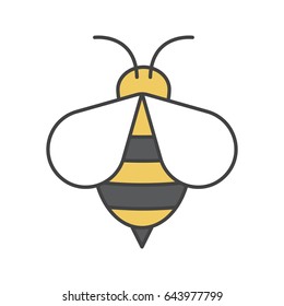 Honey bee color icon. Wasp. Apiary sign. Isolated vector illustration
