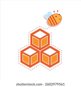 Honey bee honey comb logo design