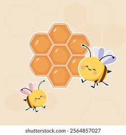 Honey Bee with comb sticker design.