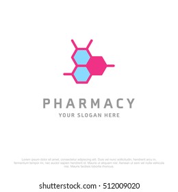 Honey Bee Comb vector logo for Pharmacy on a white background