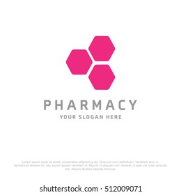 Honey Bee Comb vector logo for Pharmacy on a white background
