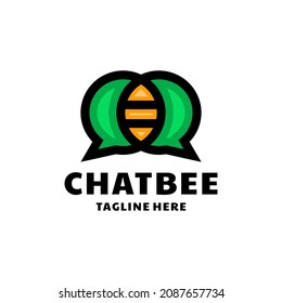 Honey Bee combination with chat icon in background white ,vector logo design editable