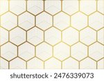 Honey bee comp Golden Seamless hexagon pattern with gold strip line 