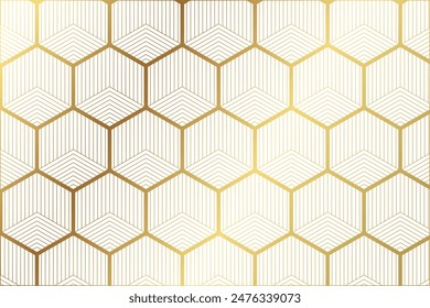 Honey bee comp Golden Seamless hexagon pattern with gold strip line 