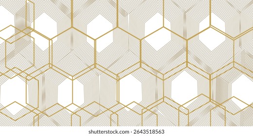 Honey bee comp Golden Seamless hexagon pattern with gold strip line