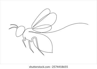 Honey bee continuous one line art drawing of vector