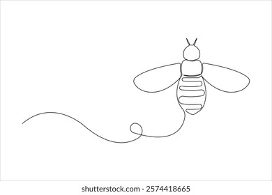 Honey bee continuous one line art drawing of vector