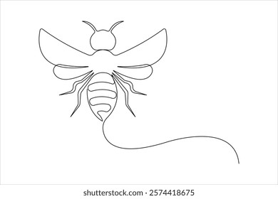 Honey bee continuous one line art drawing of vector