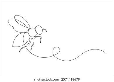 Honey bee continuous one line art drawing of vector