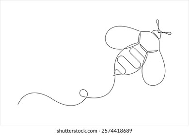 Honey bee continuous one line art drawing of vector