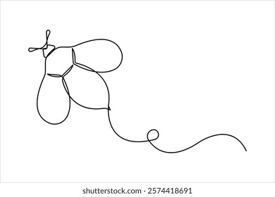 Honey bee continuous one line art drawing of vector