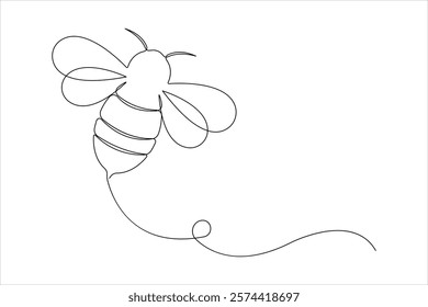 Honey bee continuous one line art drawing of vector