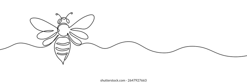 Abelha de mel desenho contínuo de uma linha. Sinal de abelha em estilo de linha. Ilustração vetorial.