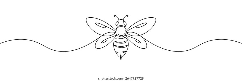 Abelha de mel desenho contínuo de uma linha. Sinal de abelha em estilo de linha. Ilustração vetorial.