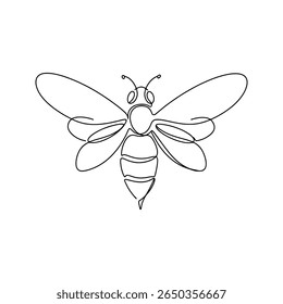 Honey bee continuous one line drawing. Bee sign in line style. Vector illustration.