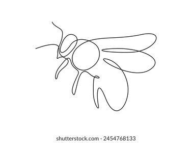 Abeja de miel dibujo continuo de una sola línea. Aislado sobre fondo blanco Ilustración vectorial