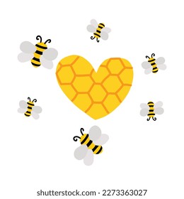 Honey bee cute hand drawn illustration with hive and bee . Harvest farmhouse seamless background. 