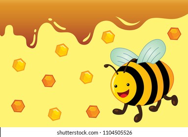 Honey Bee Cute Vector Illustration