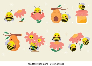 Honey Bee Day Illustration Vector Graphics Of  Bees And Honey Good For Bees