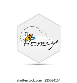 Honey and bee design hexagon vector