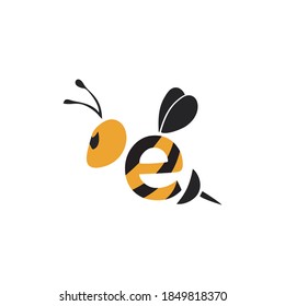 Honey bee design logo with letter E