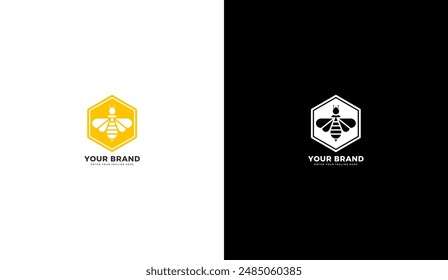 Honey bee emblem logo. Bee icon, honey. Graphic vector illustration design