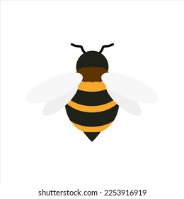 honey bee flat design vector illustration. Cute Bumble Bee. bumblebee character logo mascot