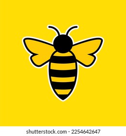 honey bee flat design vector illustration. bee icon. bumblebee logo