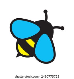 Honey Bee flat icon. Insect character. Cartoon flying bee.