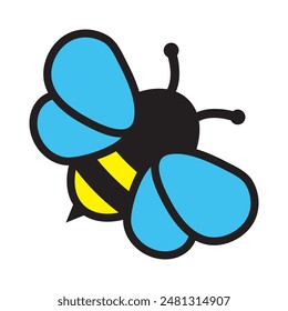 Honey Bee flat icon. Insect character. Cartoon flying bee.