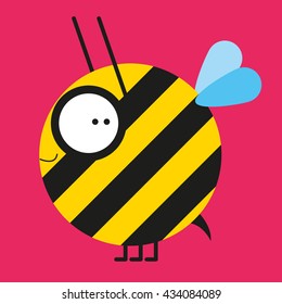 Honey bee. Flat vector illustration