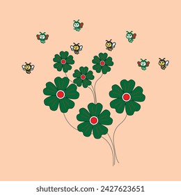 honey bee and flower clean background