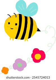 Honey bee and flower illustration