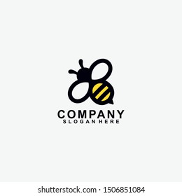 Honey Bee Fly Logo Design. Modern Design. Flat Logo. Bee Icon. Bee Logo. Bee. Vector Illustration